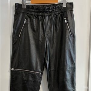 Zara Black Faux Leather Joggers -size M